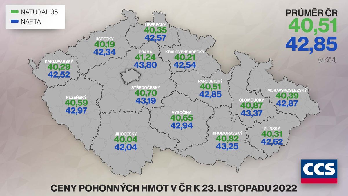 Paliva v Česku od minulého týdne zlevnila o více než korunu